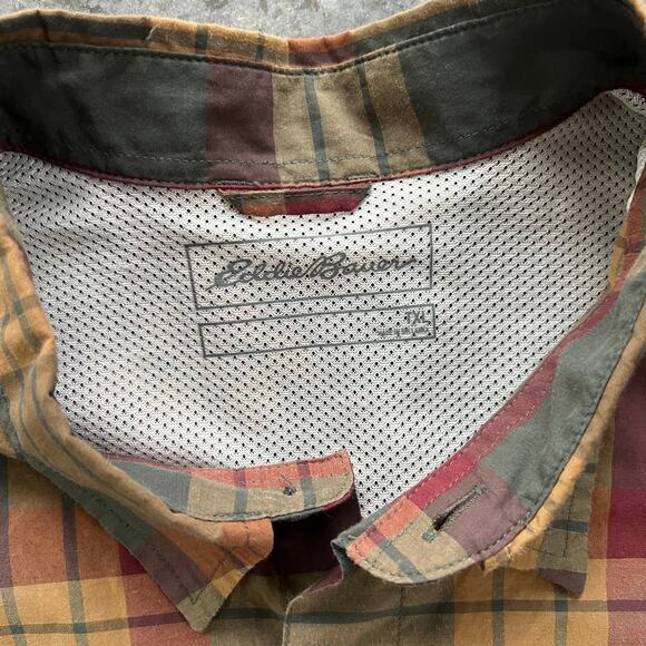 Eddie Bauer Shirt Mens Tall XL TXL Polyester Quick Dry Plaid Hiking Fishing Vent - Picture 5 of 8